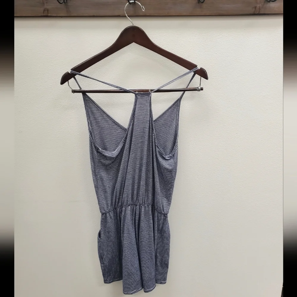 Rolla Coaster Navy and White Striped Romper - Picture 2 of 4